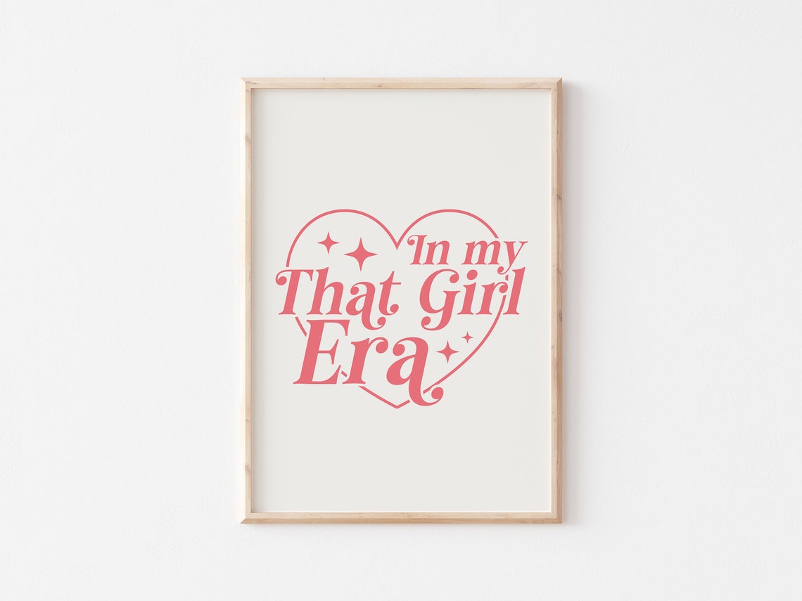 In My That Girl Era Pink Script Heart Affirmation Quote Poster - Image 5