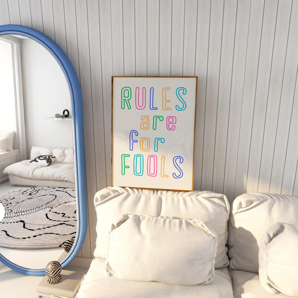 Rules Are for Fools Rainbow Outline Typography Quote Poster Art - Image 5