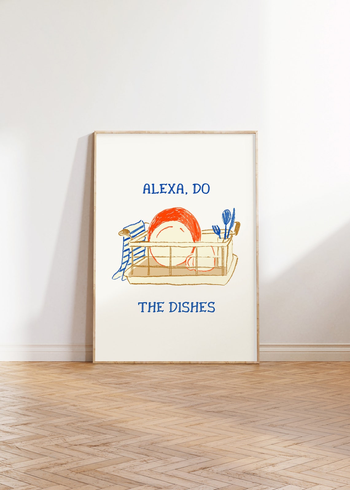 Alexa Do the Dishes Funny Dish Rack Blue Kitchen Quote Poster - Image 5