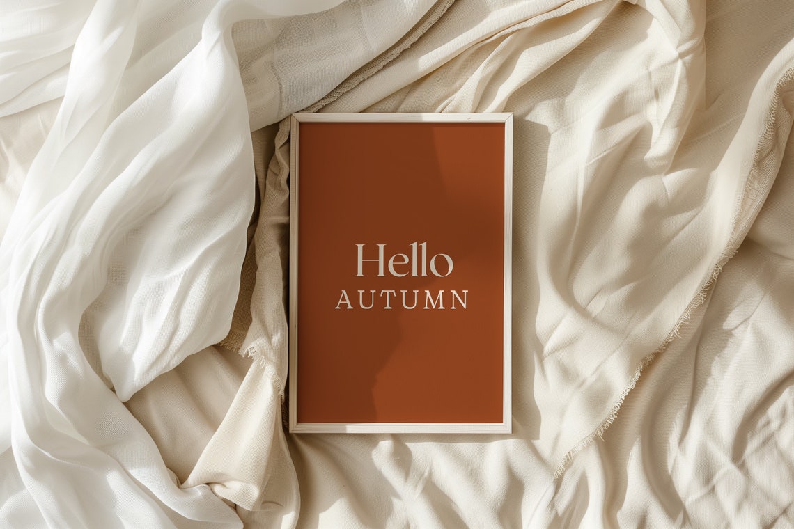 Hello Autumn Minimalist Burnt Orange Typography Greeting Poster - Image 5
