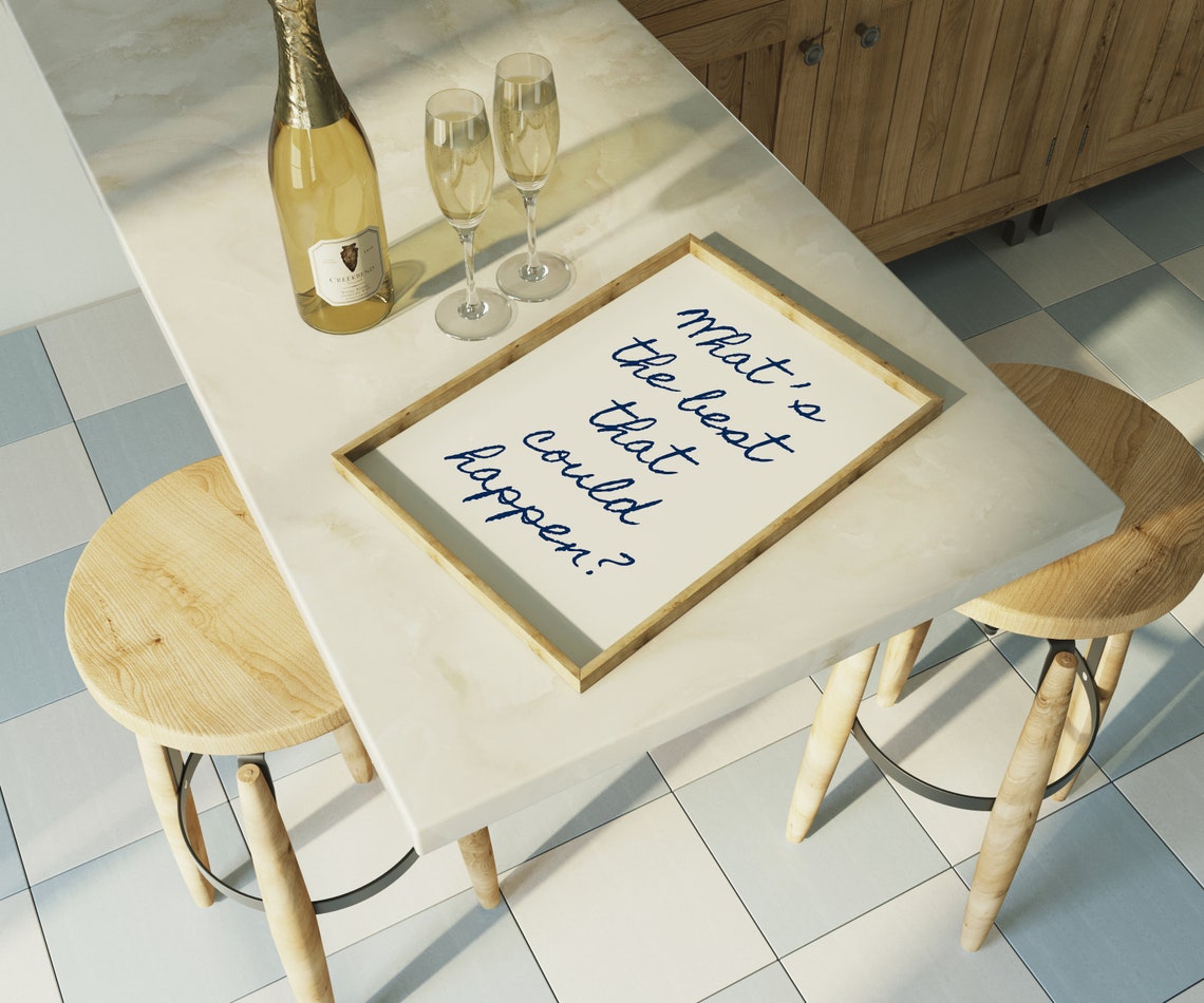 Whats the Best That Could Happen Navy Script Quote Art Poster - Image 2