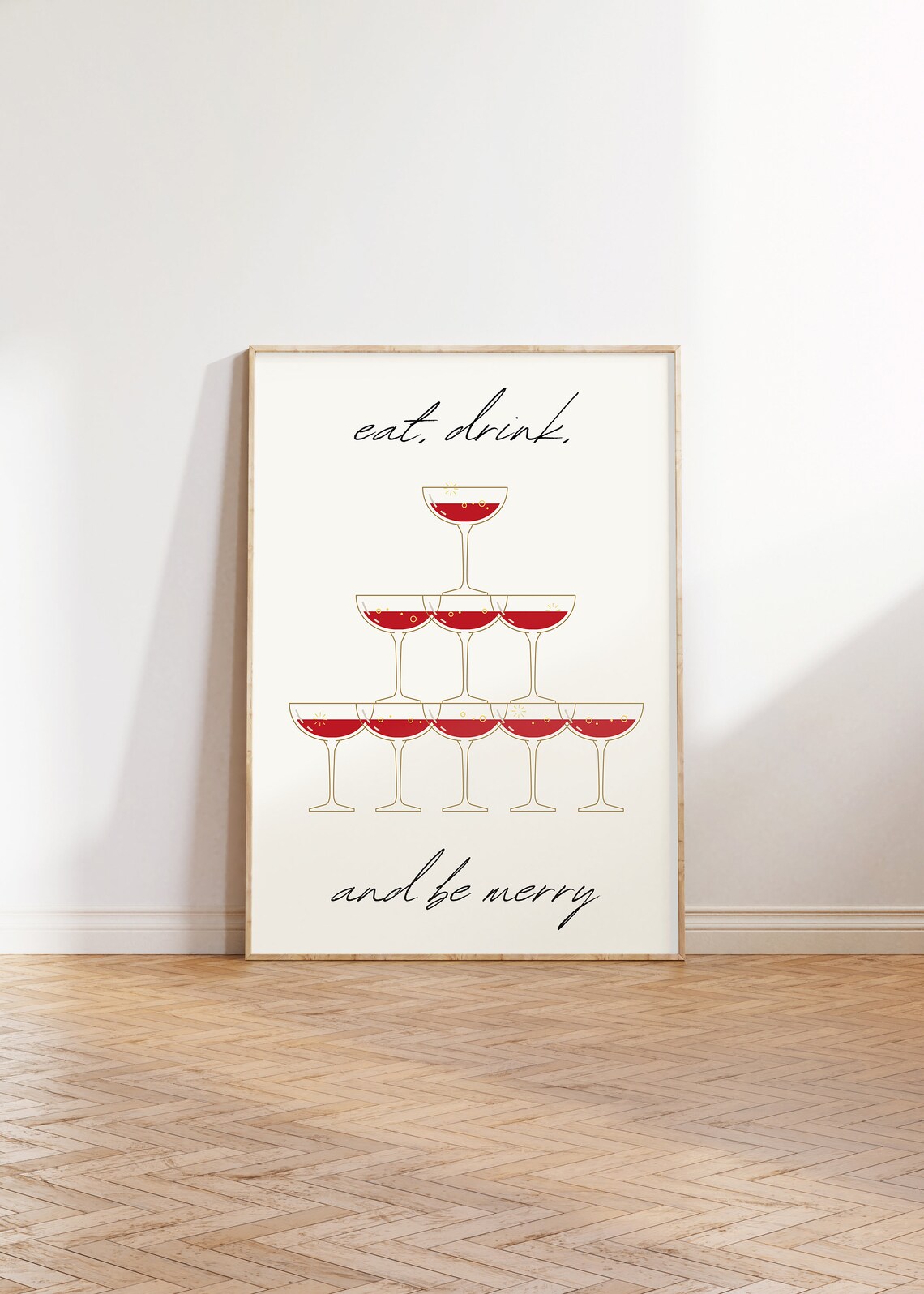 Eat Drink And Be Merry Cream Champagne Coupe Tower Party Poster - Image 4