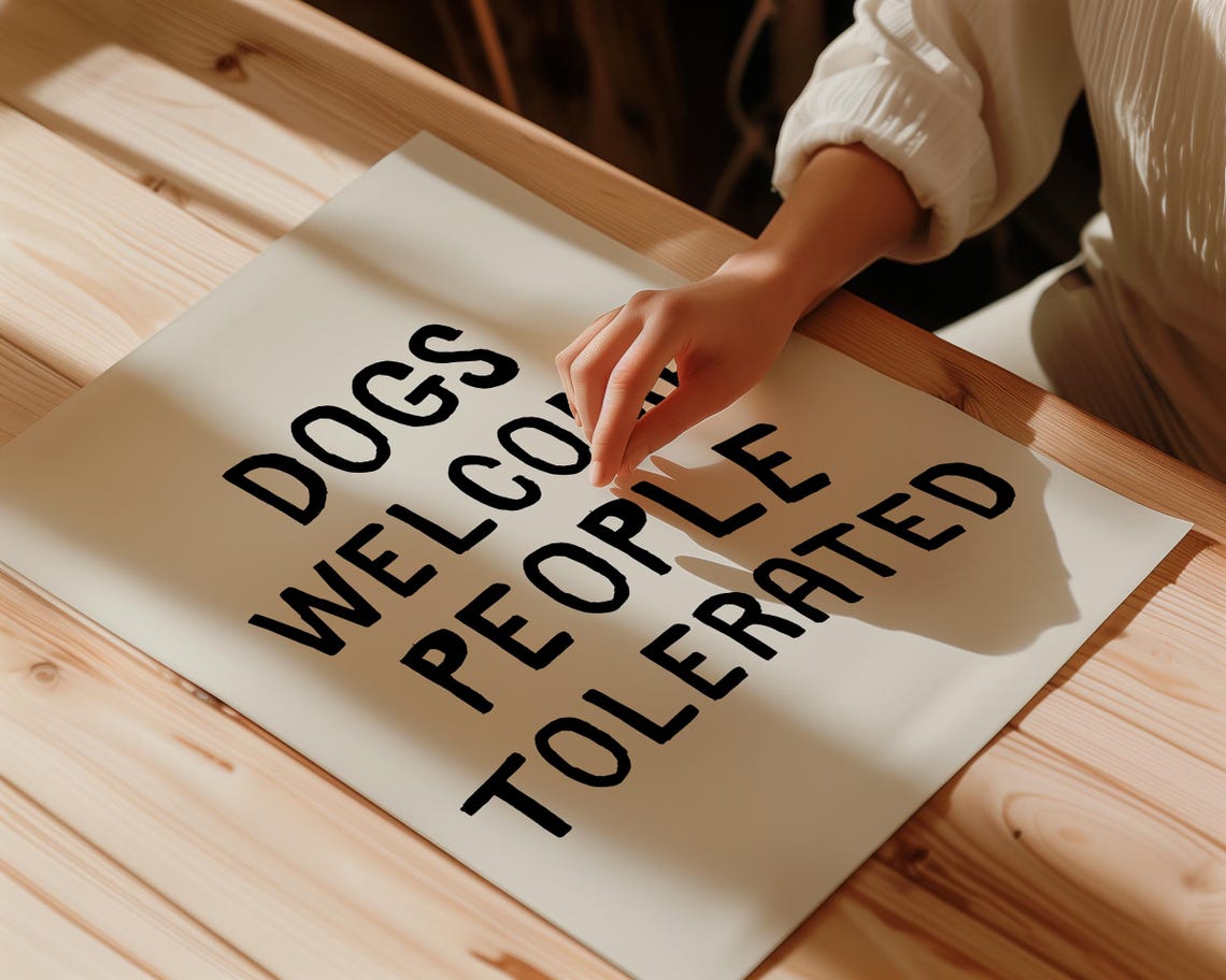 Dogs Welcome People Tolerated Retro Art Print Funny Dog Poster Trendy Living Room Wall Art Dog Owner Gifts - Image 4