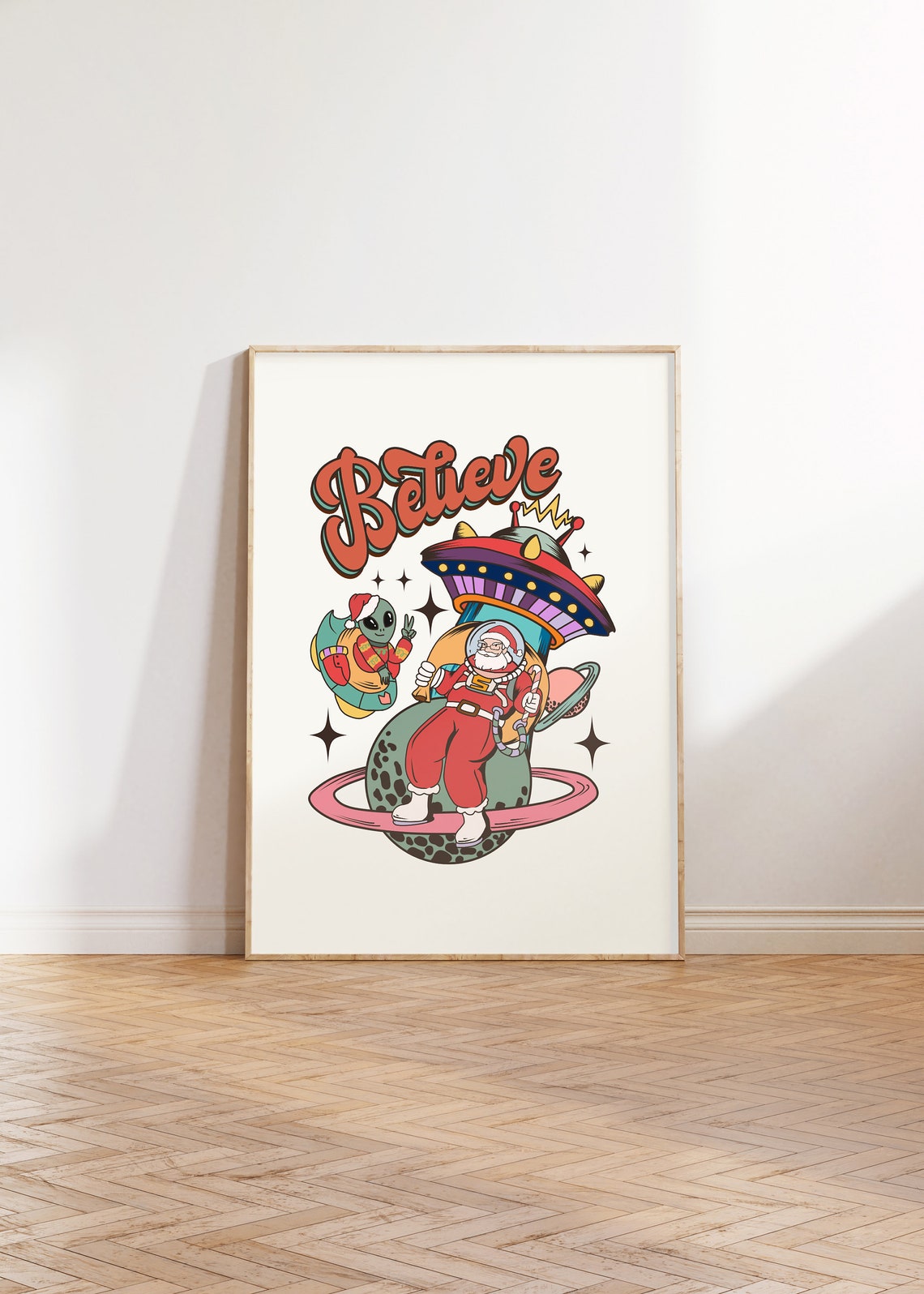 Believe In Santa Print Funny Santa Print Sarcastic Christmas Print Humorous Christmas Art Print Adult Humor Christmas Wall Art - Image 3