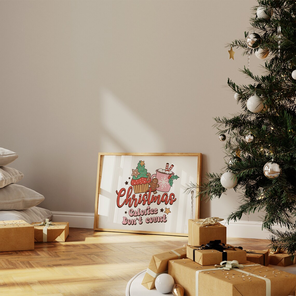 Christmas Calories Don't Count Retro Holiday Treats Decor Poster - Image 3