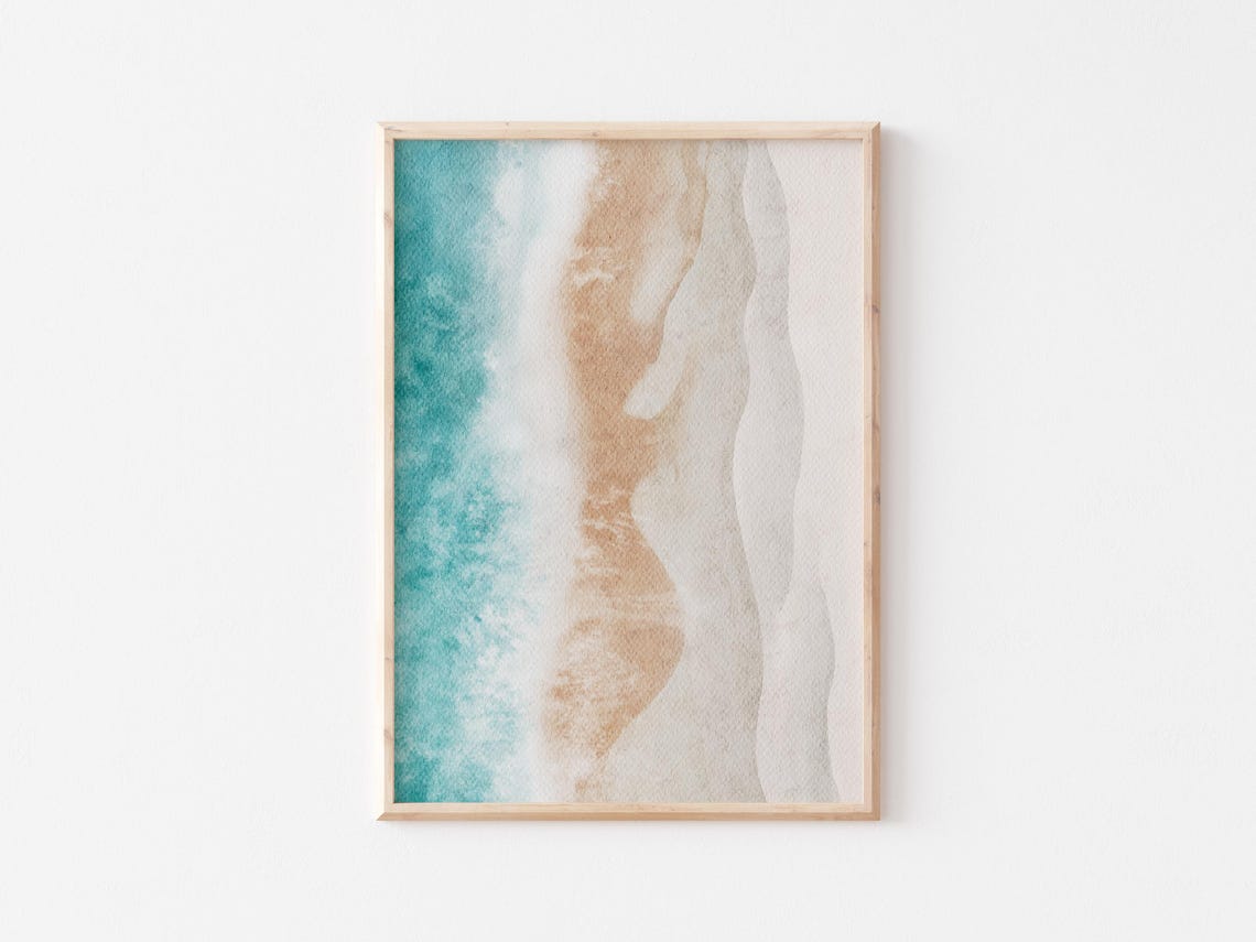 Turquoise Sea Waves Washing Over Sunlit Sandy Beach Scene Print - Image 2