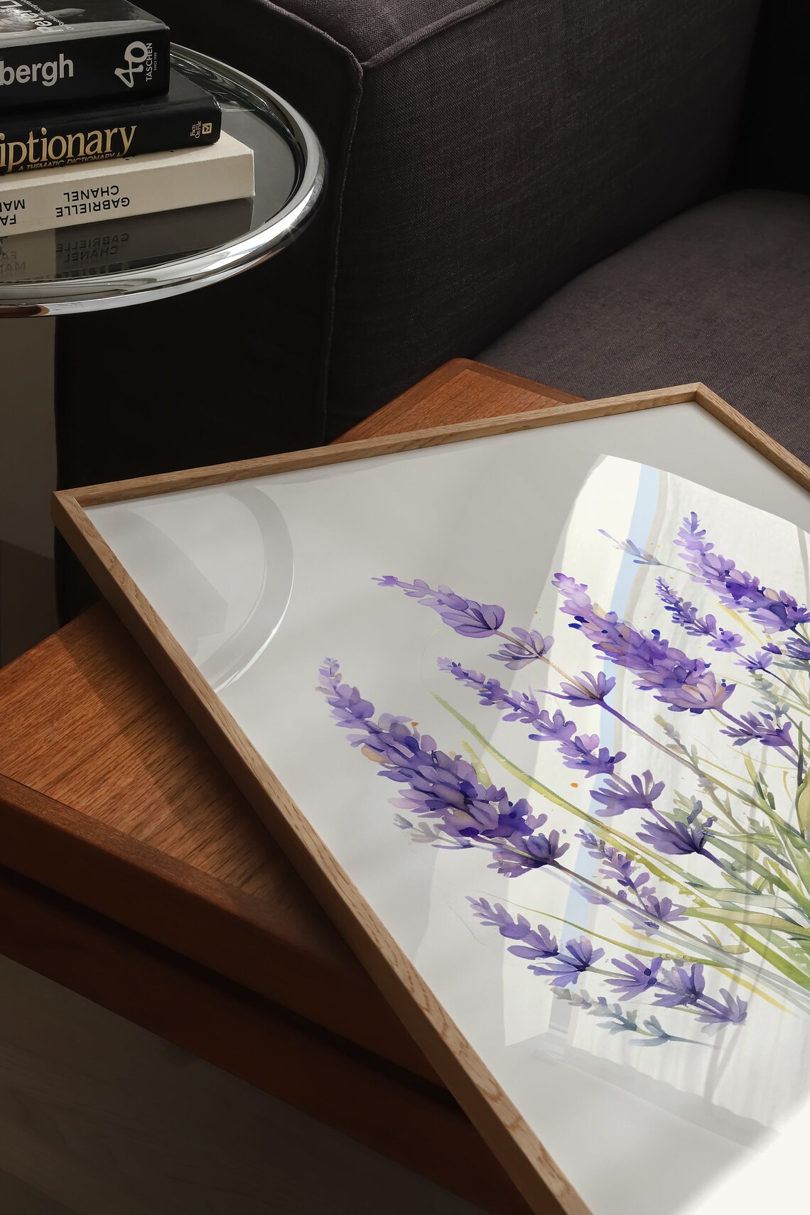 Purple Lavender Sprigs Watercolor Botanical Flower Wall Poster - Image 3