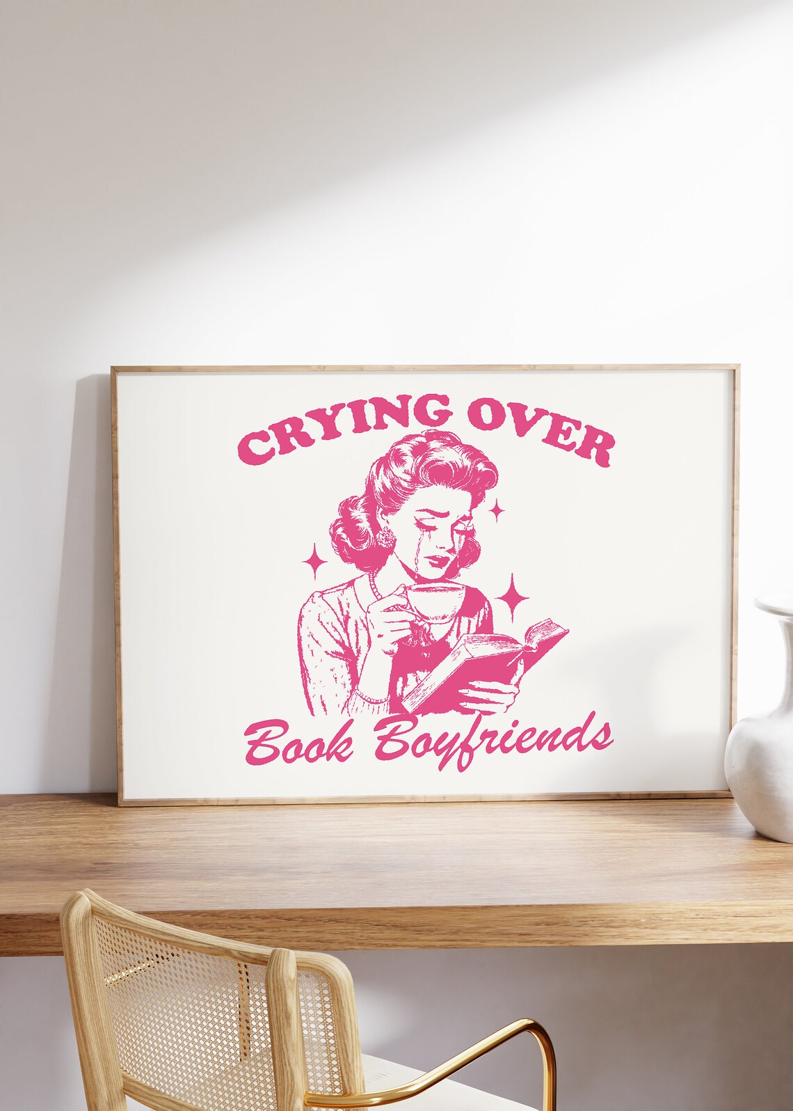 Crying Over Book Boyfriends Vintage Bookish Art Print - Image 5