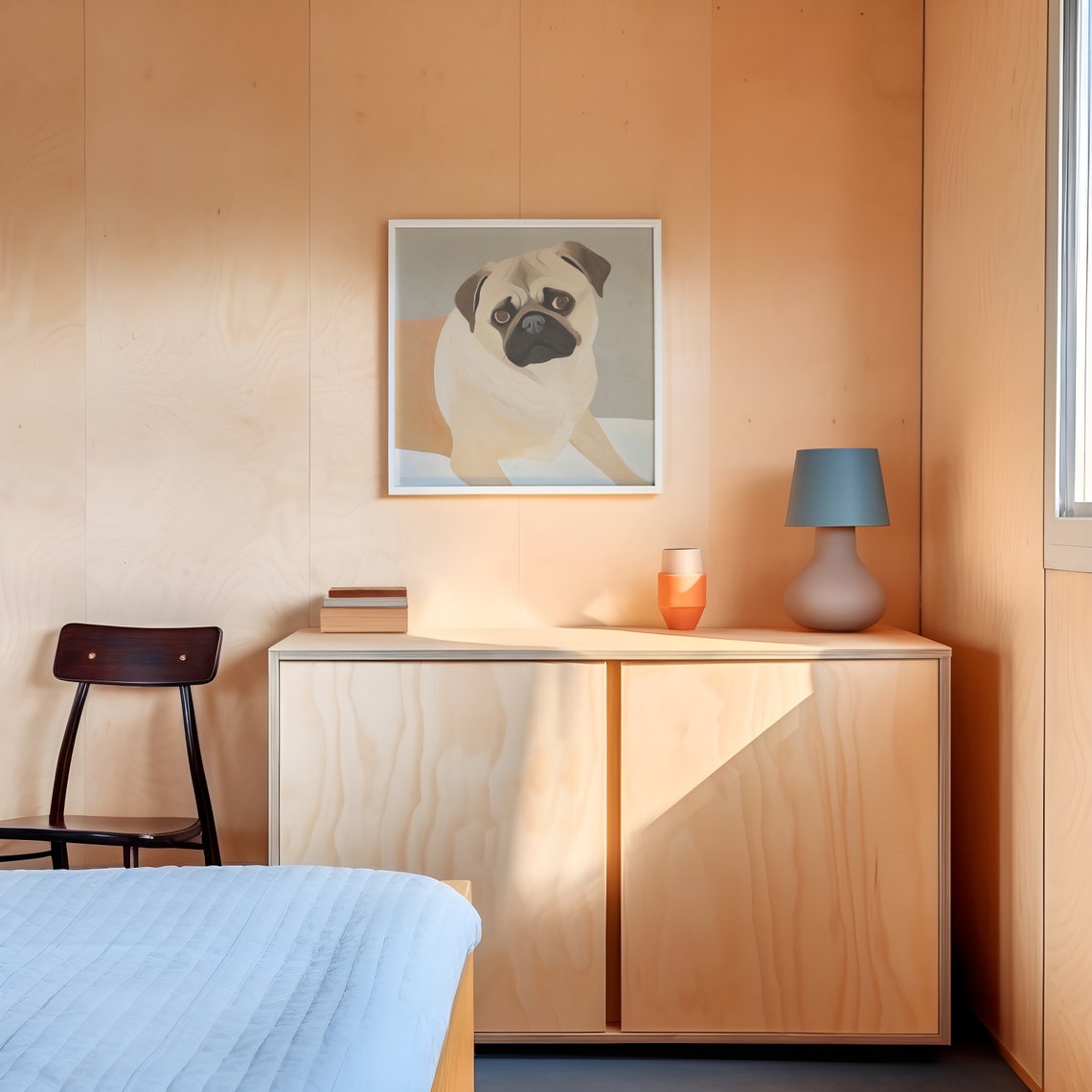 Fawn Pug Close-Up Portrait Poster with Soft Muted Color Palette - Image 3