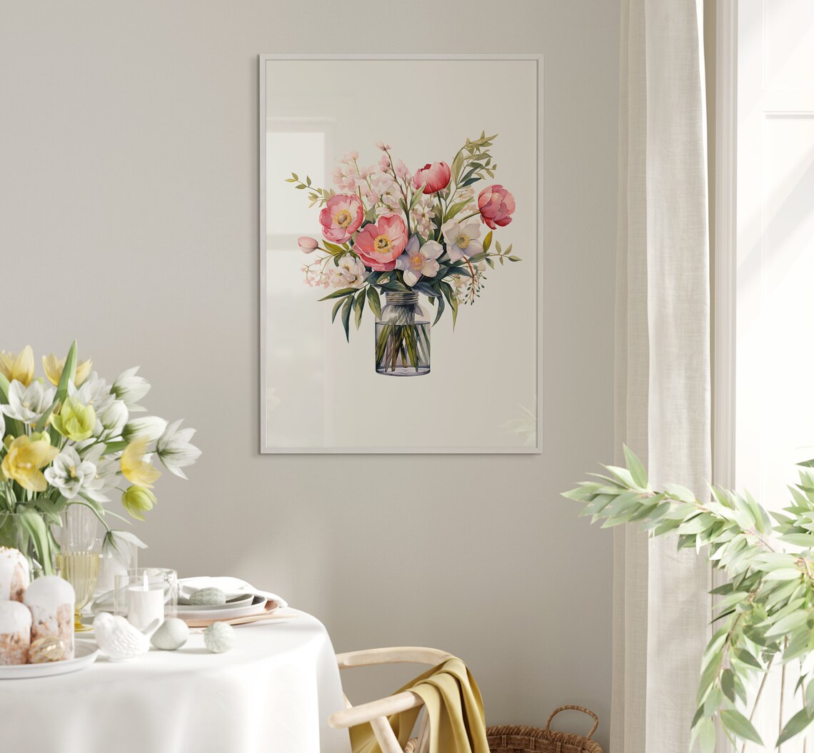 Flowers In A Vase Print Watercolor Flower Print Spring Wall Art Floral Wall Art Wildflower Painting Flower Bouquet Art Print - Image 5