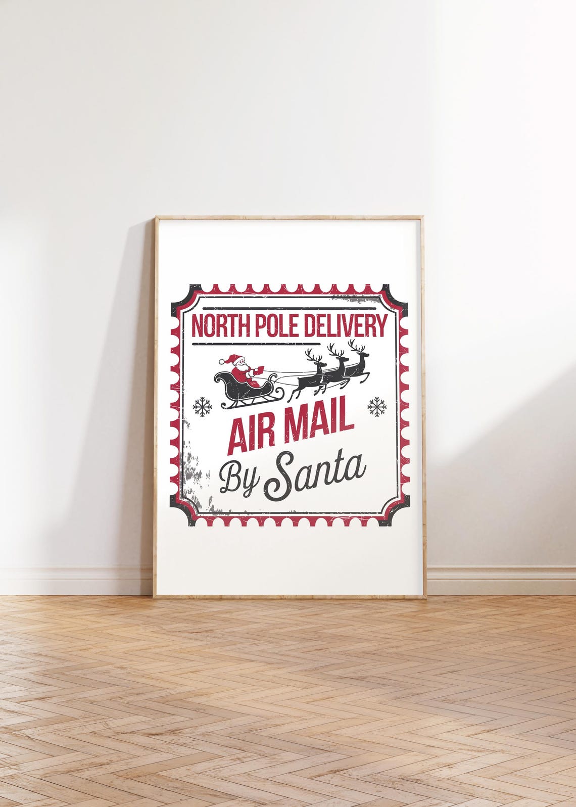 North Pole Delivery Air Mail By Santa Vintage Stamp Style Print - Image 4