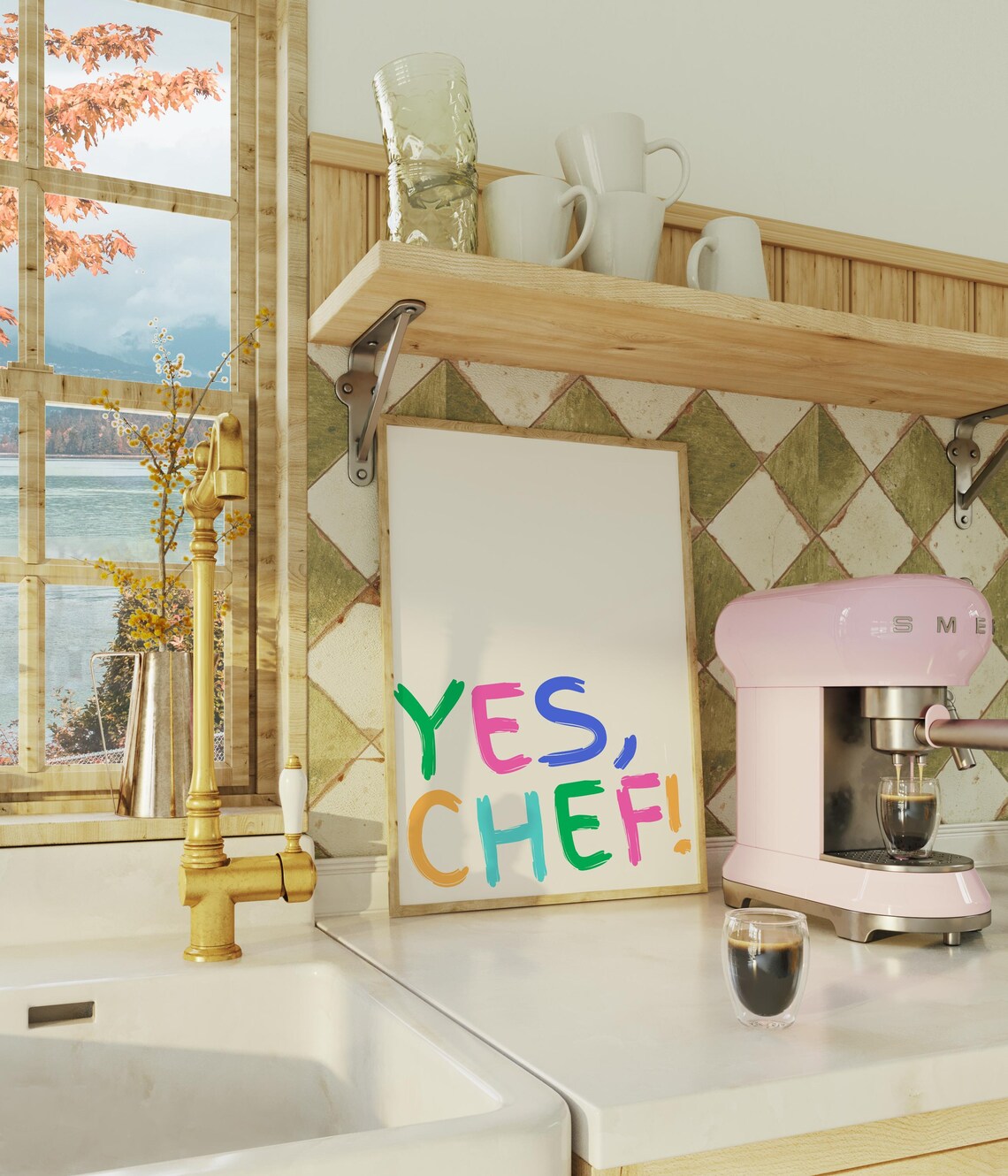 Yes Chef Aesthetic Kitchen Decor, Modern Cooking Art - Image 2