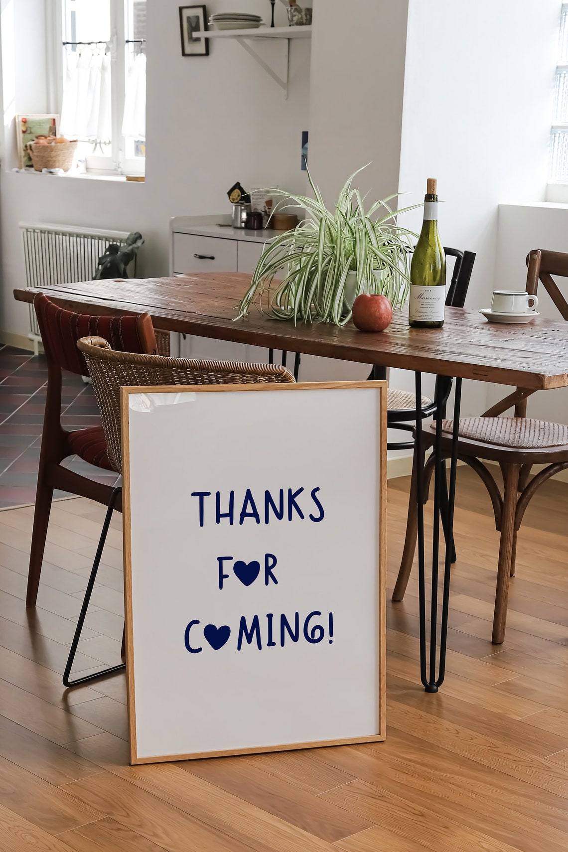 Thanks for Coming Navy Blue Heart Guest Quote Kitchen Wall Poster - Image 2