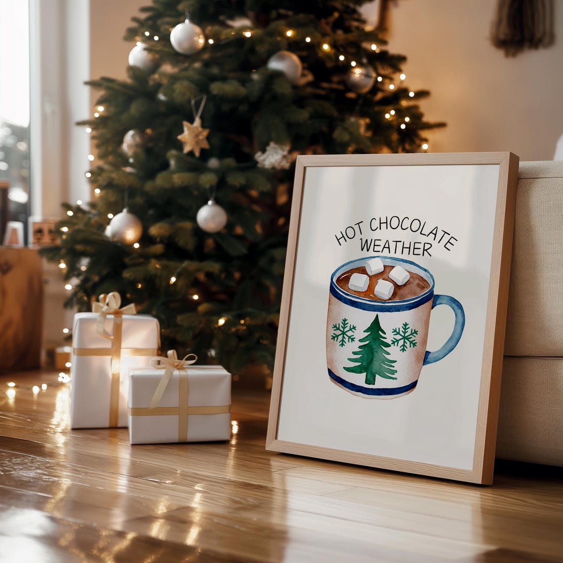 Hot Chocolate Weather Marshmallow Mug Cozy Winter Holiday Poster - Image 2