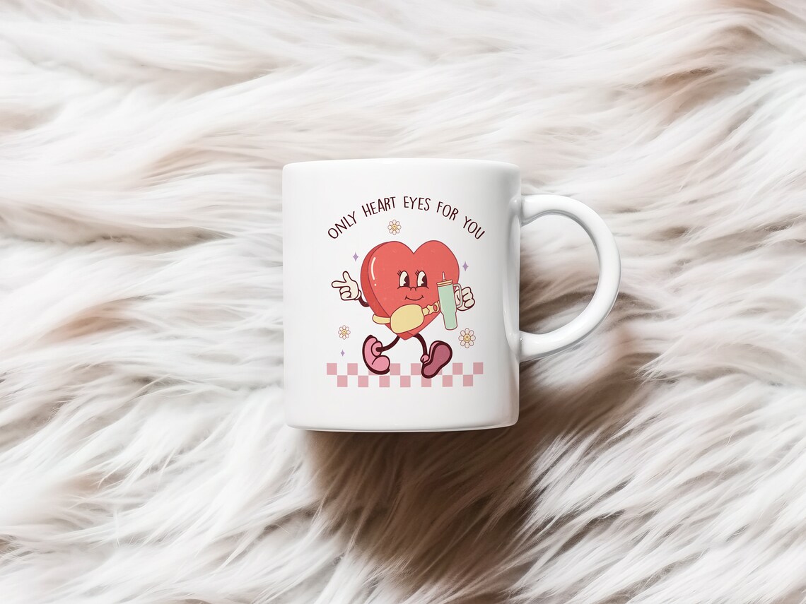 Only Heart Eyes For You Retro Cartoon Heart Valentine Quote Poster - Image 2