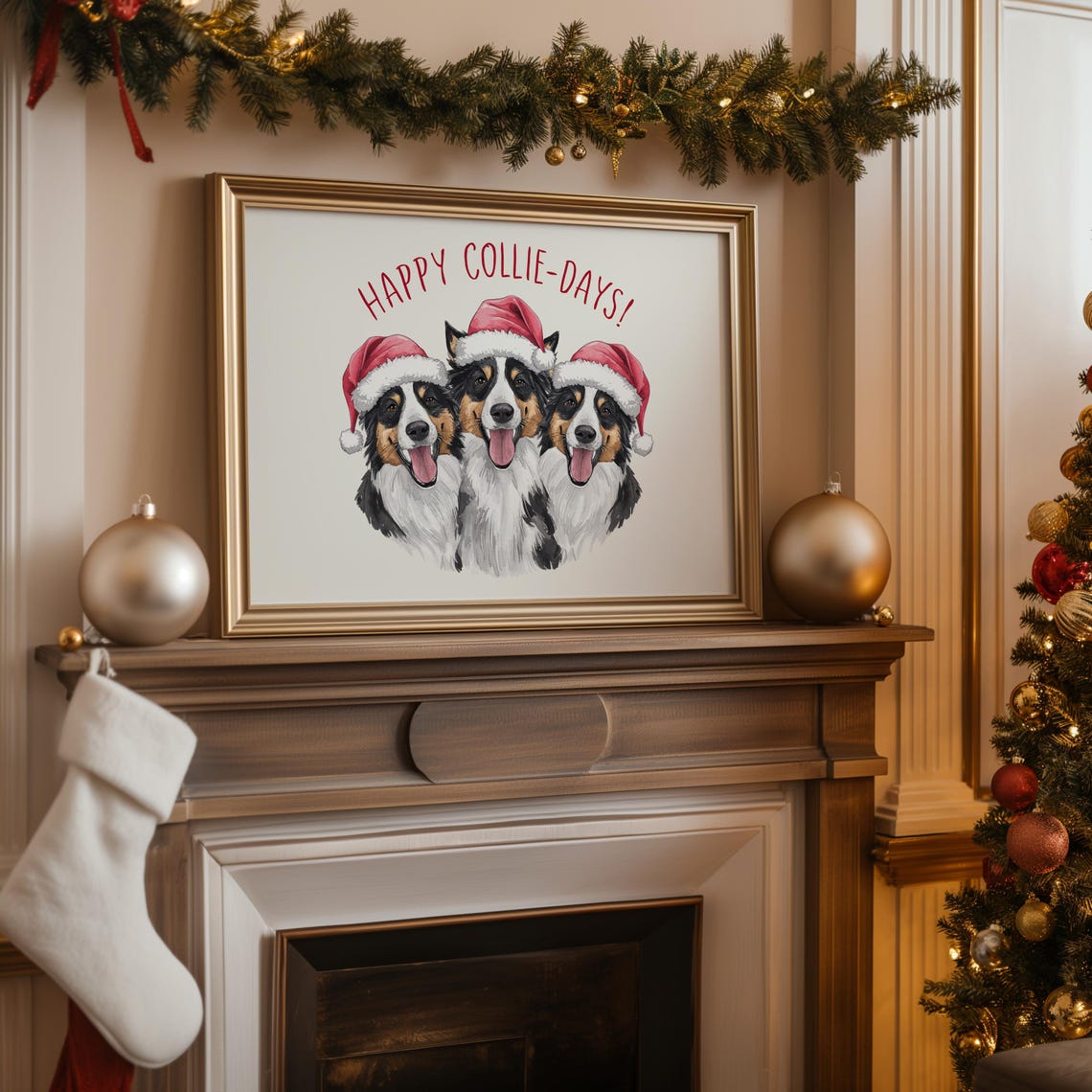 Happy Collie Days Christmas Collie Dog Christmas Dog Print Funny Dog Quotes Art Funny Christmas Decor Xmas Dog Gifts - Image 2