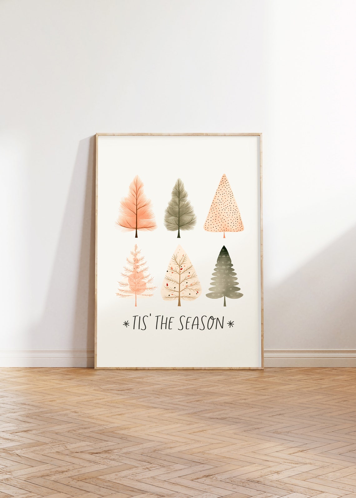 Tis The Season Six Nordic Style Christmas Trees Minimalist Poster - Image 3