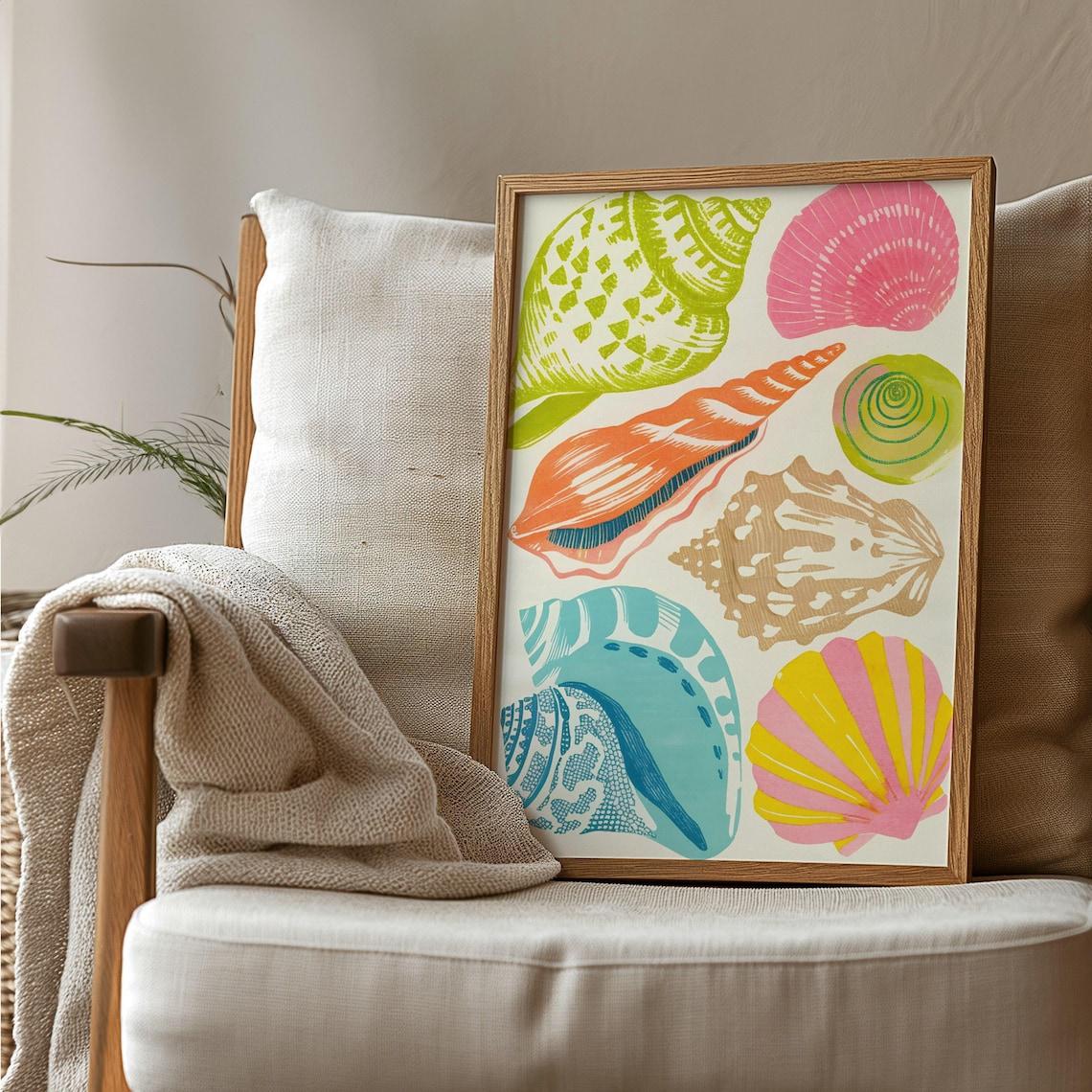 Pastel Seashells Coastal Art Print, Beach House Decor
