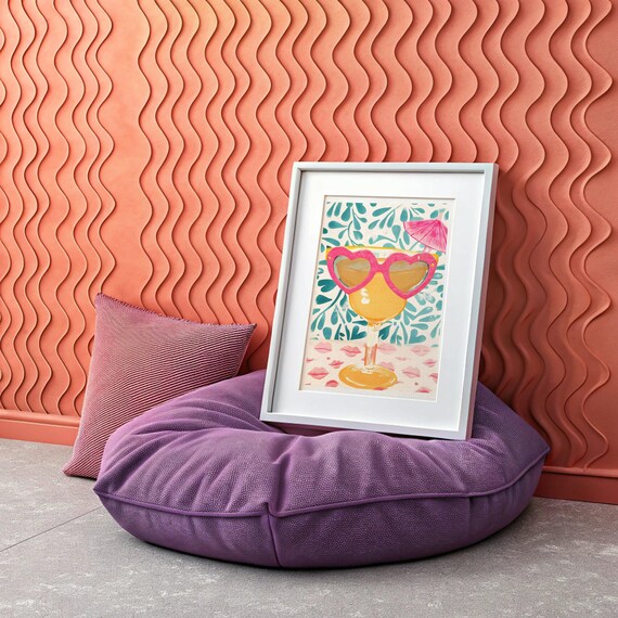 Margarita With Heart Sunglasses Bar Cart Print Tropical Cocktail Decor