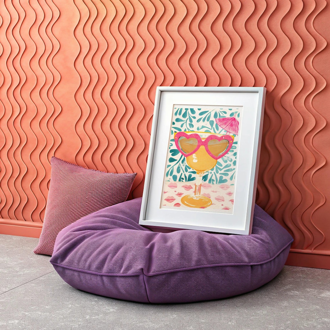 Margarita With Heart Sunglasses Bar Cart Print Tropical Cocktail Decor