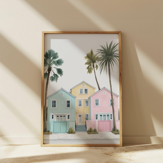Coastal Wall Art Print Beach House Oyster Shell Painting Colorful Pastel Abstract Kitchen Meet Me At The