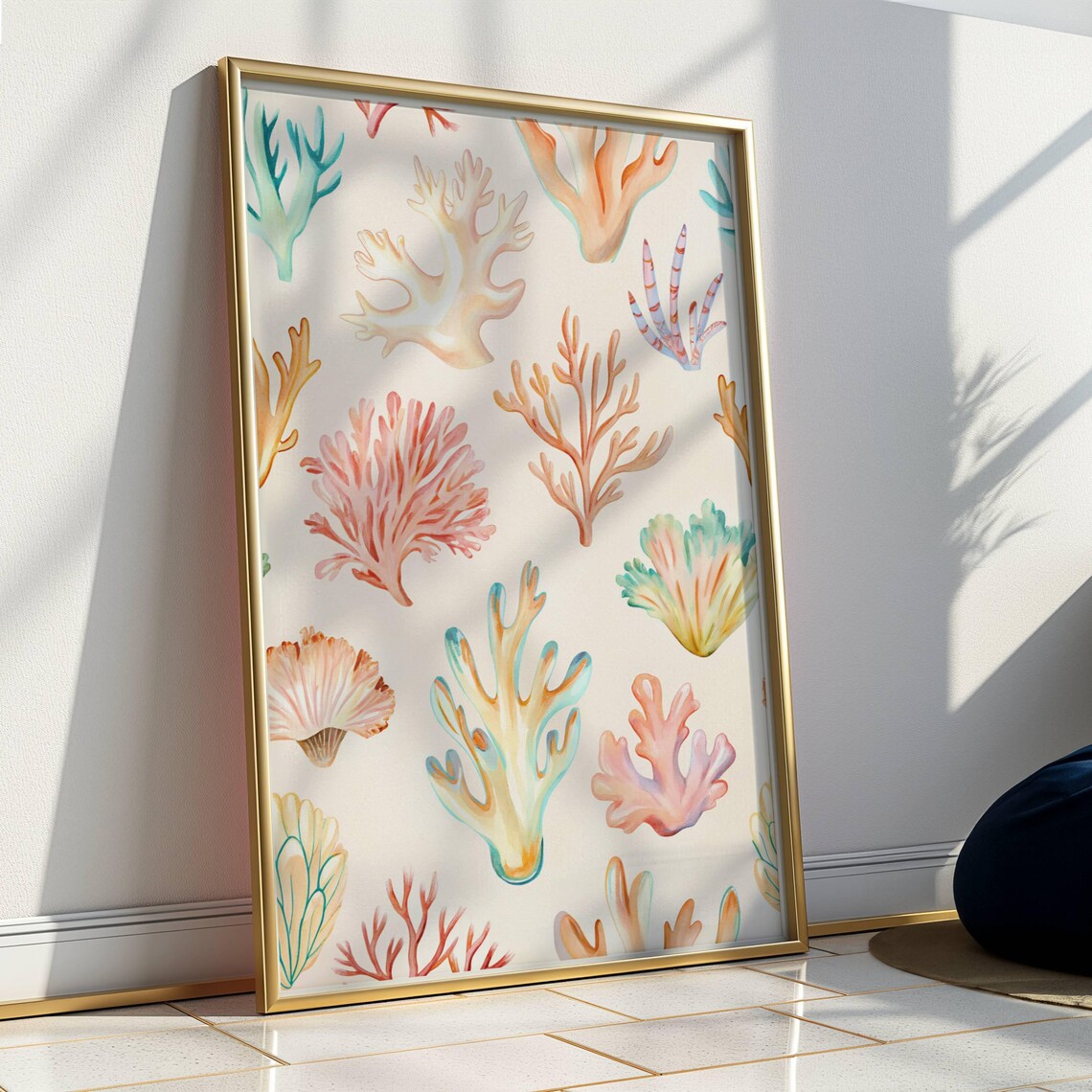 Corals Painting Colorful Pastel Abstract Coastal Art Print