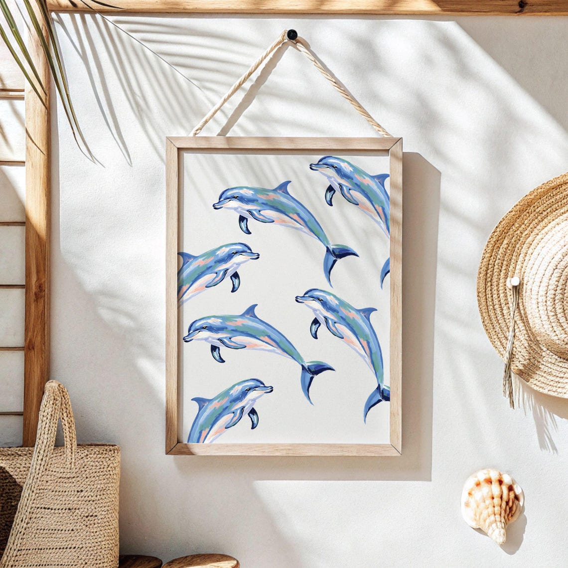 Dolphin Painting Abstract Pastel Coastal Art Print