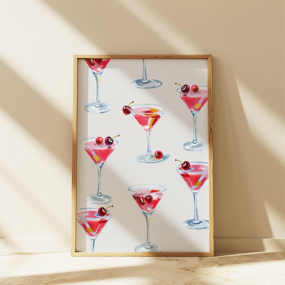 Cherry Print, Girly Room Decor Poster