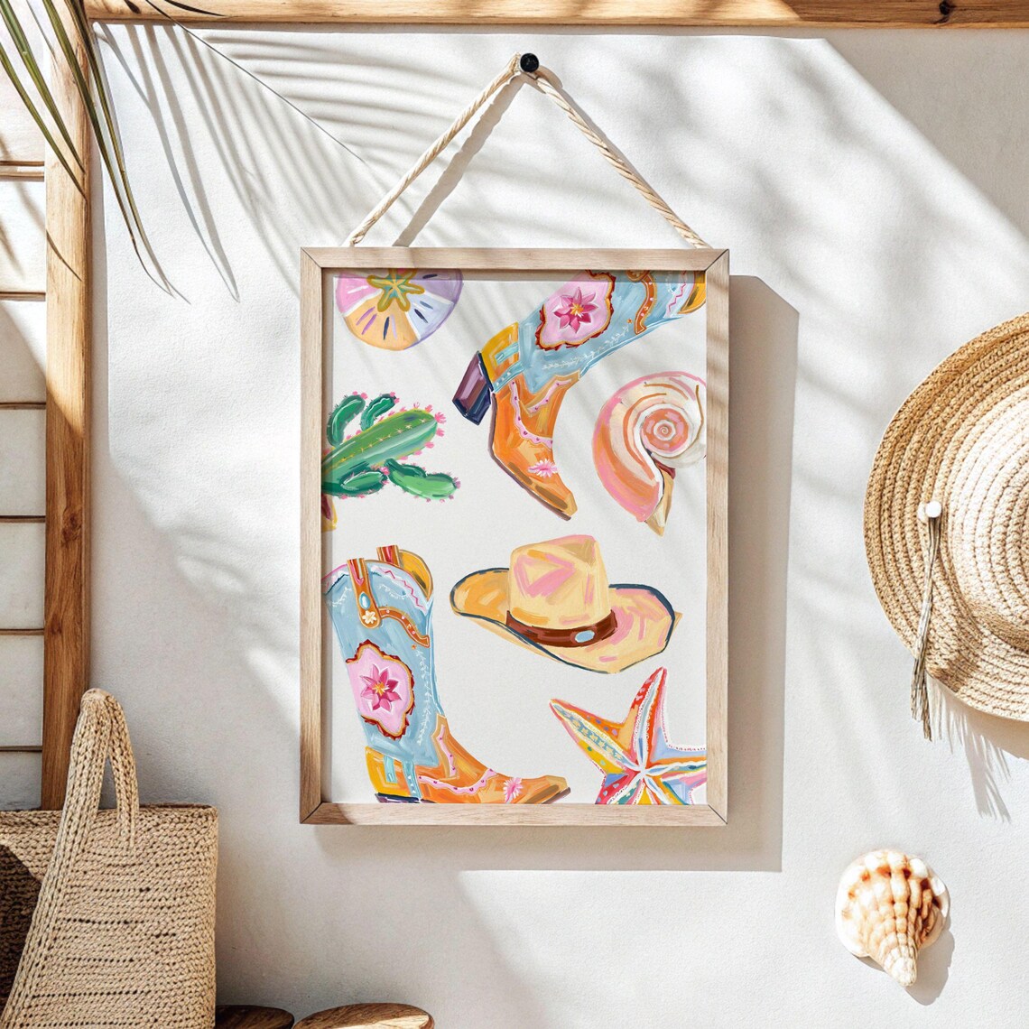 Coastal Cowgirl Wall Art, Beach House Art Print