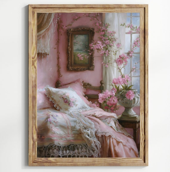 Coquette Bedroom Print Balletcore Coquette Regency Era Art Victorian Decor Light Academia Room Decor Pink Coquette Bedroom Print