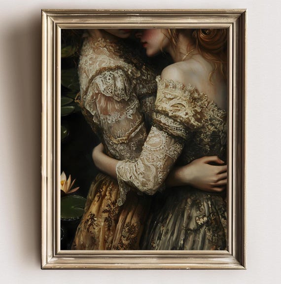 Girlfriends by the Lake, Dark Academia Art Print