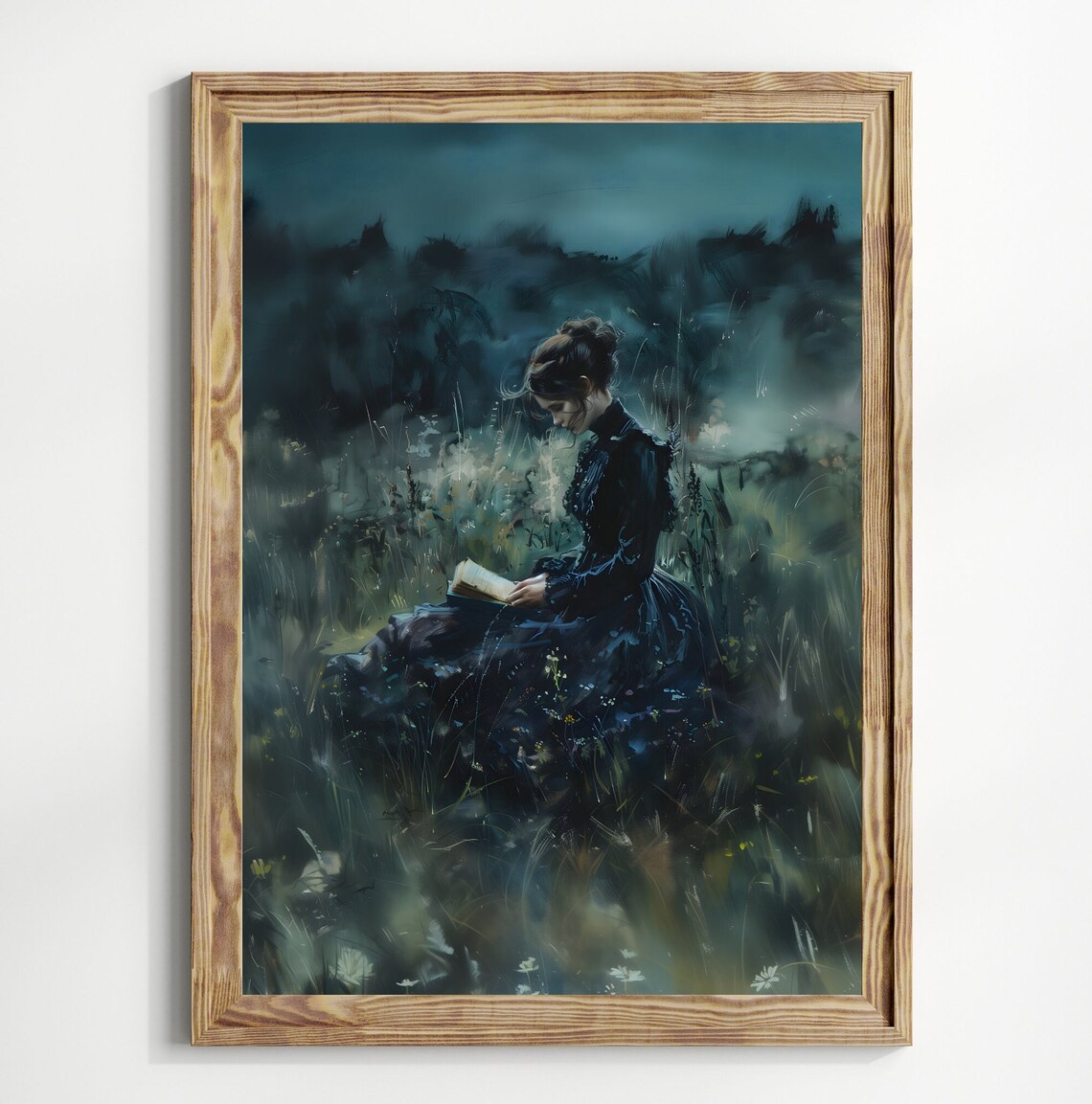 Bookish Victorian Woman Reading, Dark Academia Art Print - Image 2