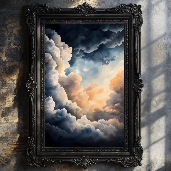 Big Clouds Dark Academia Print Goth Moody Victorian Wall Art Dark Decor Aesthetic Dark Cottagecore Gothic Prints