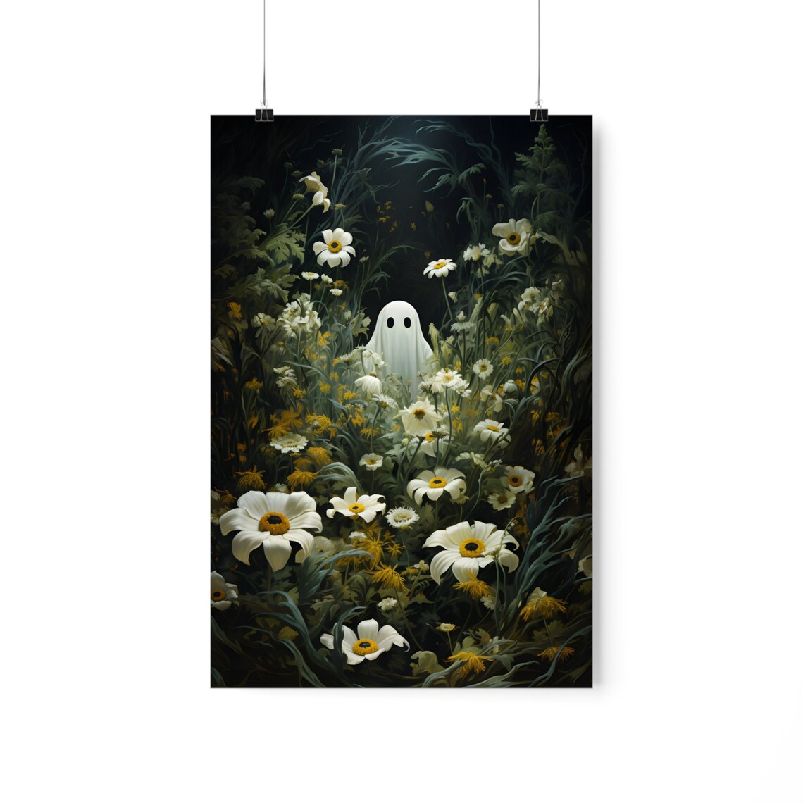 Cute Ghost Dark Academia Gothic Halloween Art Print - Image 2
