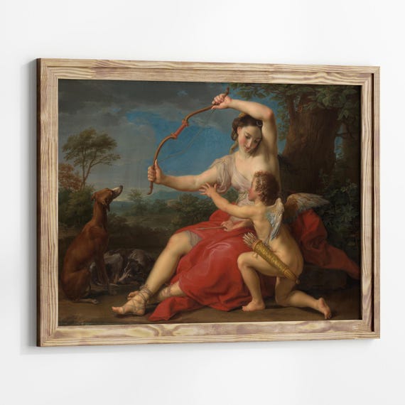 Diana And Cupid By Pompeo Batoni Dark Academia Print Moody Victorian Wall Art Cottagecore Greek Goddess Greek Mythology Art