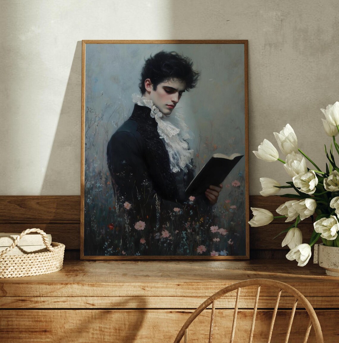 Victorian Gentleman Reading Book, Vintage Art Print - Image 3