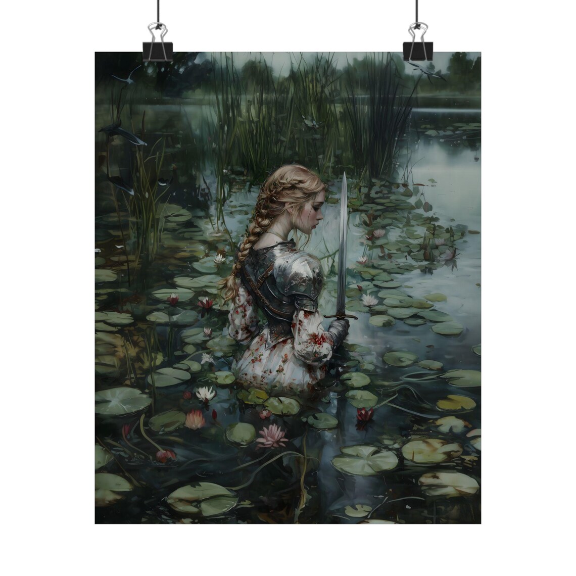 Female Knight Victorian Decor Dark Academia Art Print - Image 2