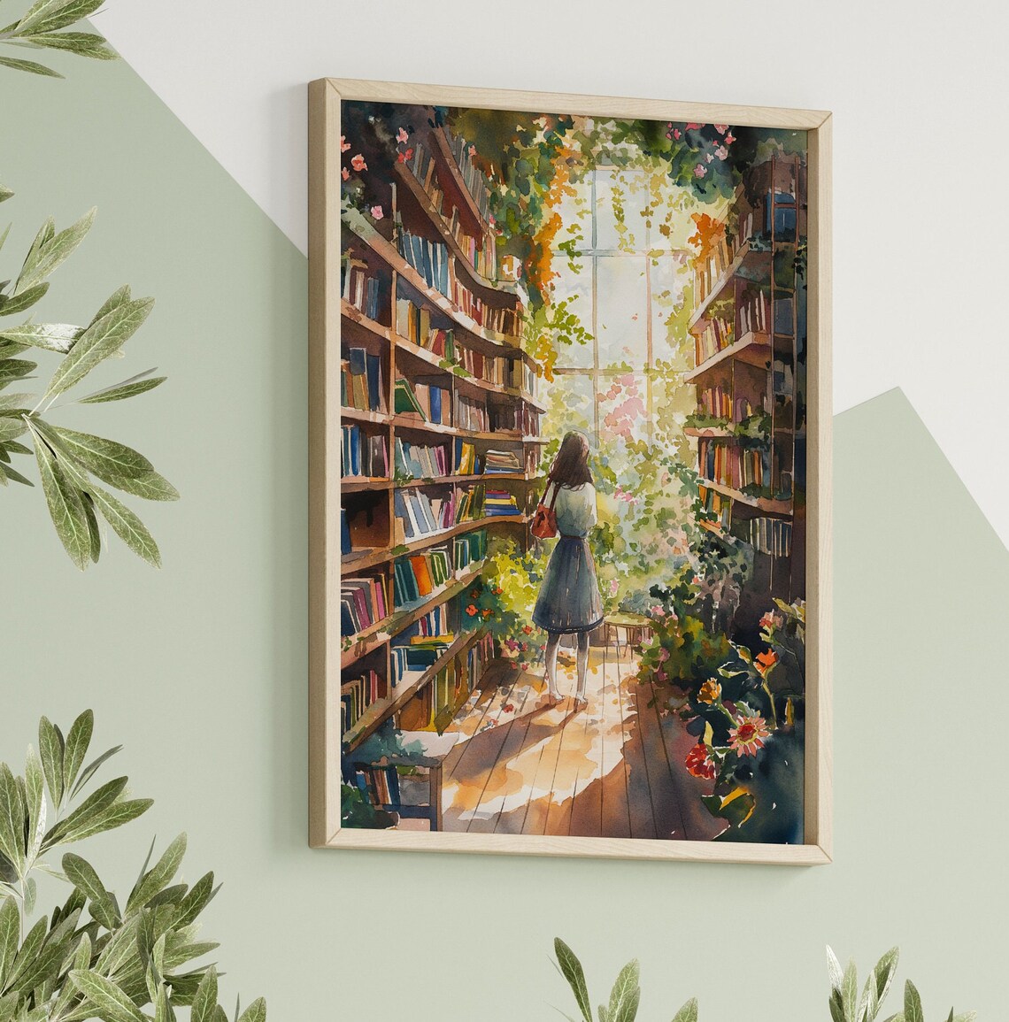 Vintage Greenhouse Library Poster, Retro Reading - Image 3