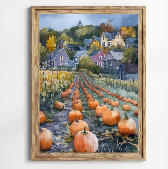 Pumpkin Patch Art Print, Farmhouse Fall Decor