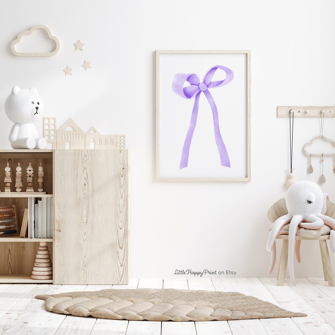 Purple Watercolor Bow Coquette Balletcore Nursery Wall Poster