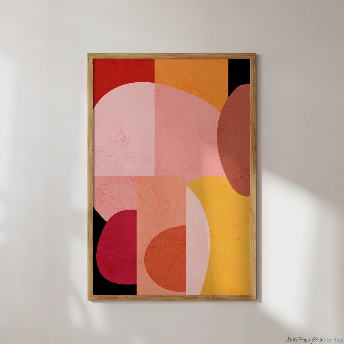Warm Abstract Geometric Shapes Modern Color Block Art Poster
