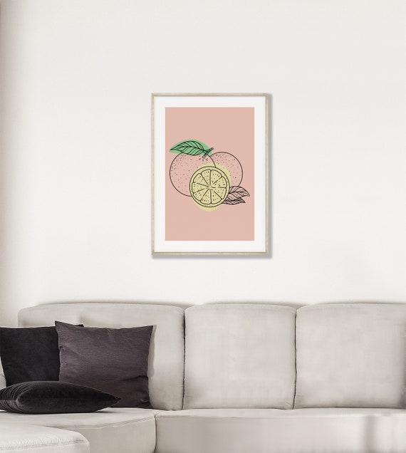 Citrus Poster Sketch Art Trendy Wall Drawing Minimalist