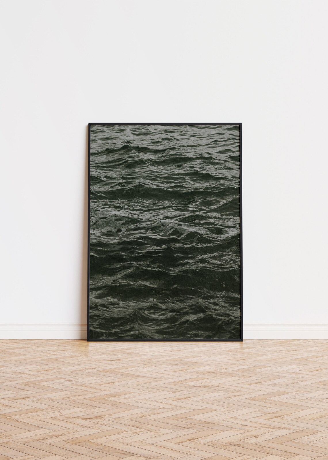Dark Ocean Waves Green Sea Texture Moody Abstract Photography Poster