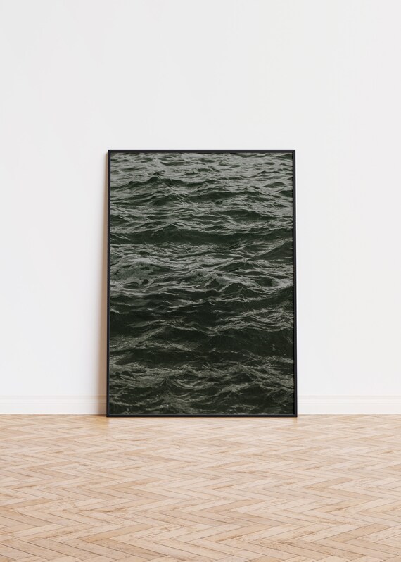 Dark Ocean Waves Green Sea Texture Moody Abstract Photography Poster