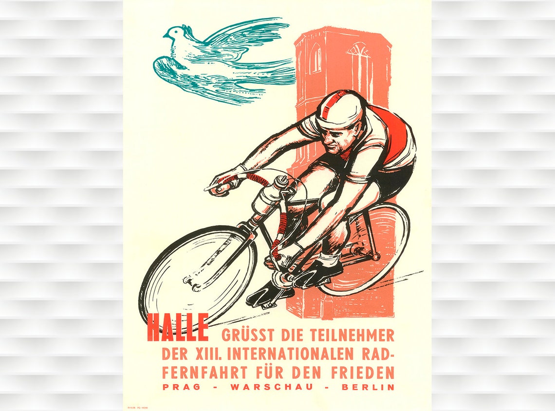 13th Peace Race Halle Prague Warsaw Berlin Vintage Cycling Poster