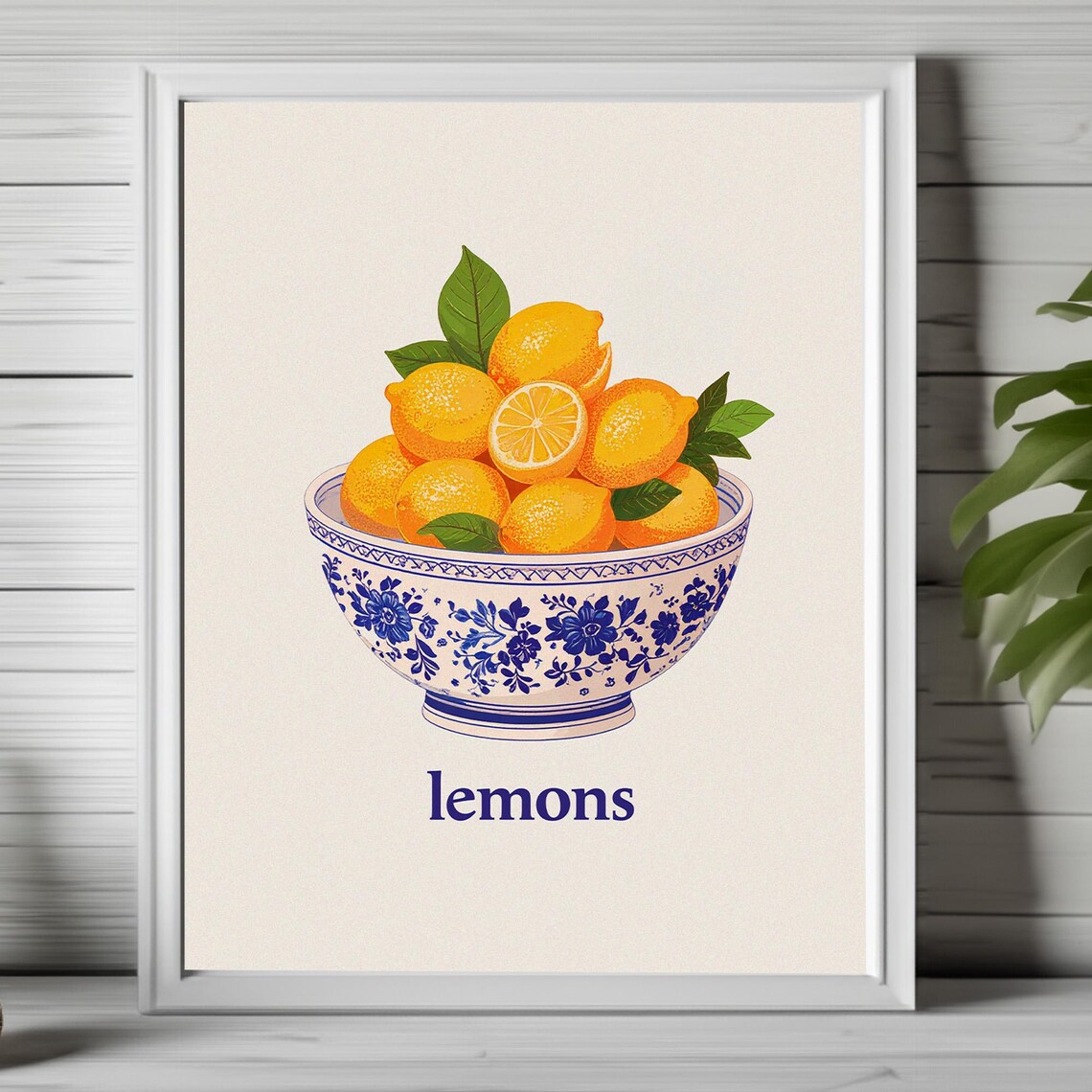 Lemon Kitchen Wall Art, Rustic Mediterranean Poster Print