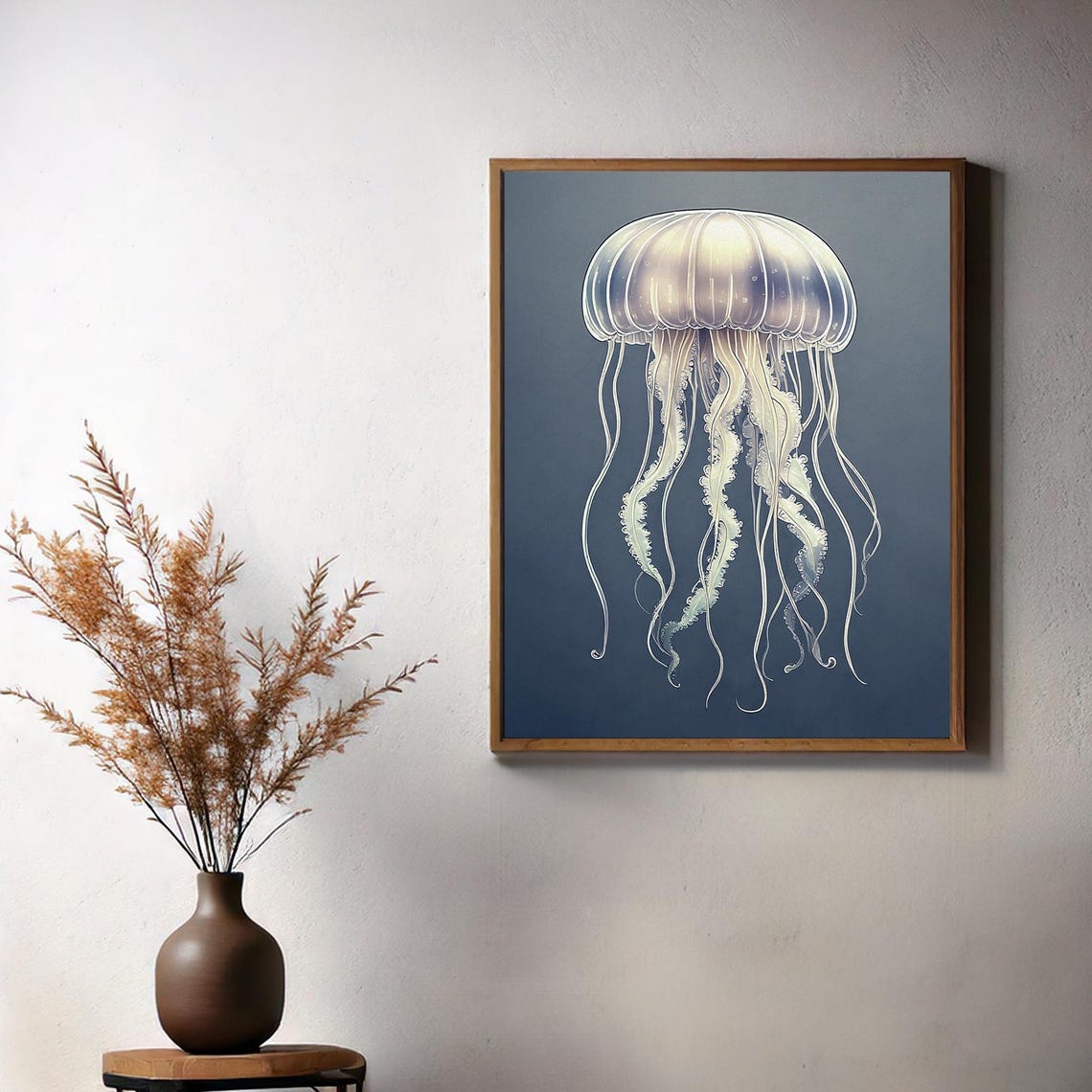 Translucent Jellyfish Drifting on a Deep Blue Ocean Art Poster - Image 3