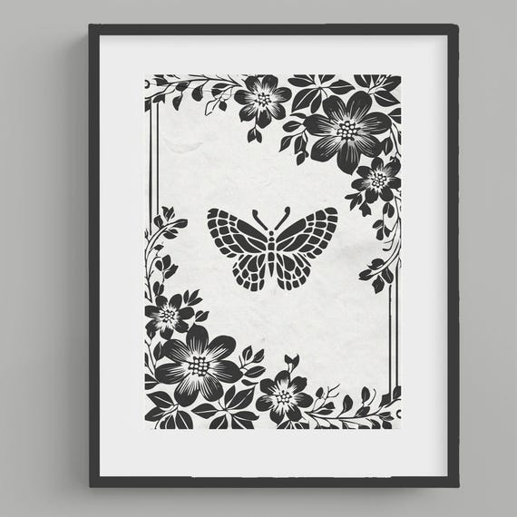 Minimal Nature Wall Art Butterfly Print Art For Apartment Minimal Art Butterfly Art Black And White Butterfly Art Print 037