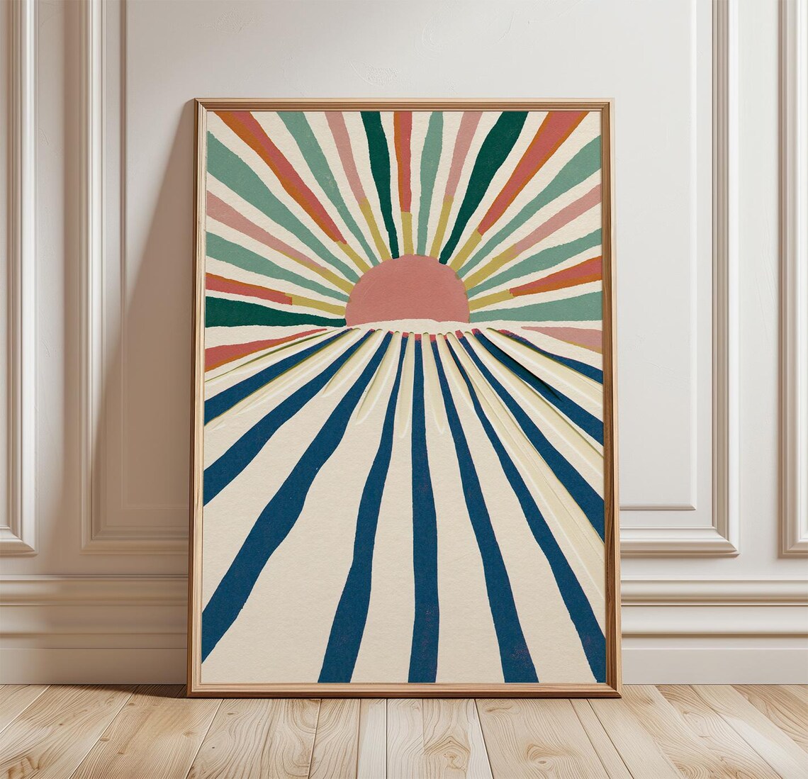 Sunburst Mid-Century Modern Retro Sunrise Poster