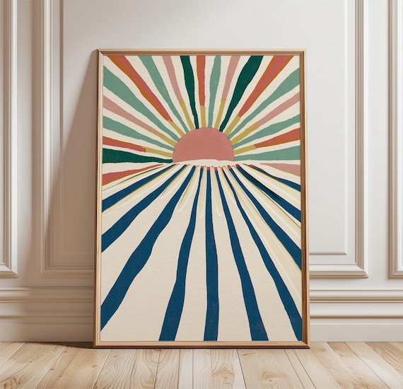 Sunburst Mid-Century Modern Retro Sunrise Poster
